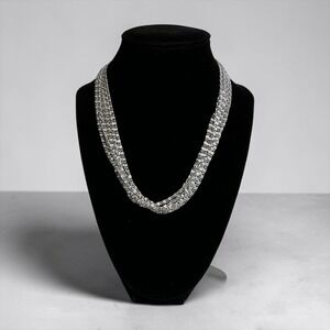 Layered Necklace Women 18" Silver Tone Multi-Strand S-Link Chain‎
